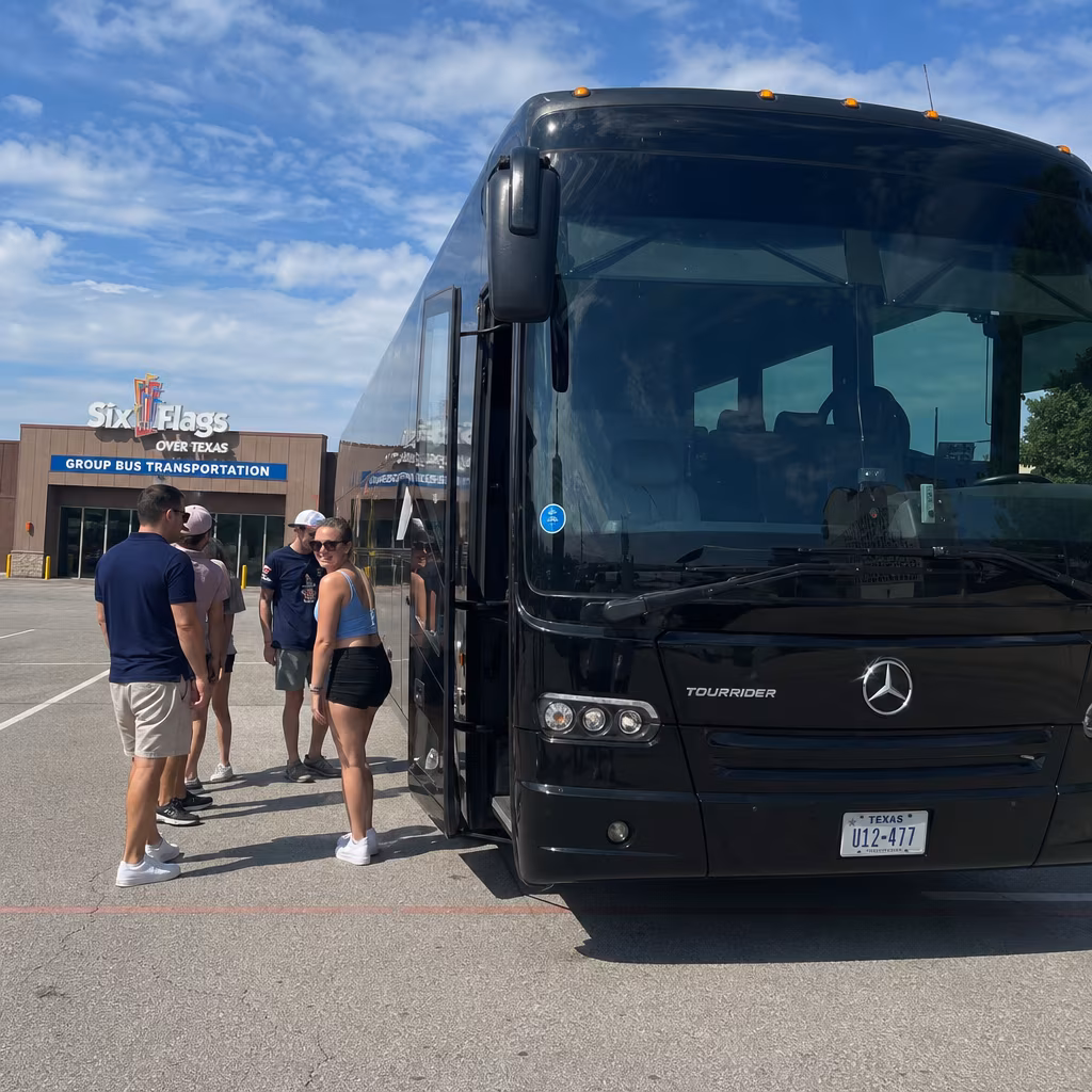 Rent a Bus to Six Flags Over Texas Group Bus Transportation