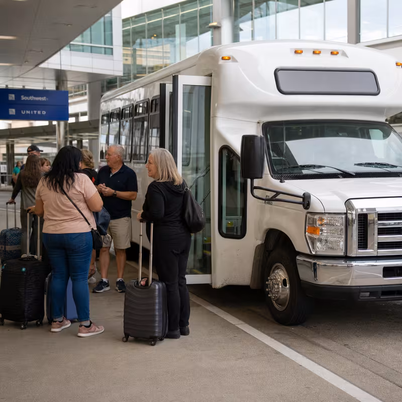 Black Mercedes Sprinter van staged for an Arlington Airport Transportation group