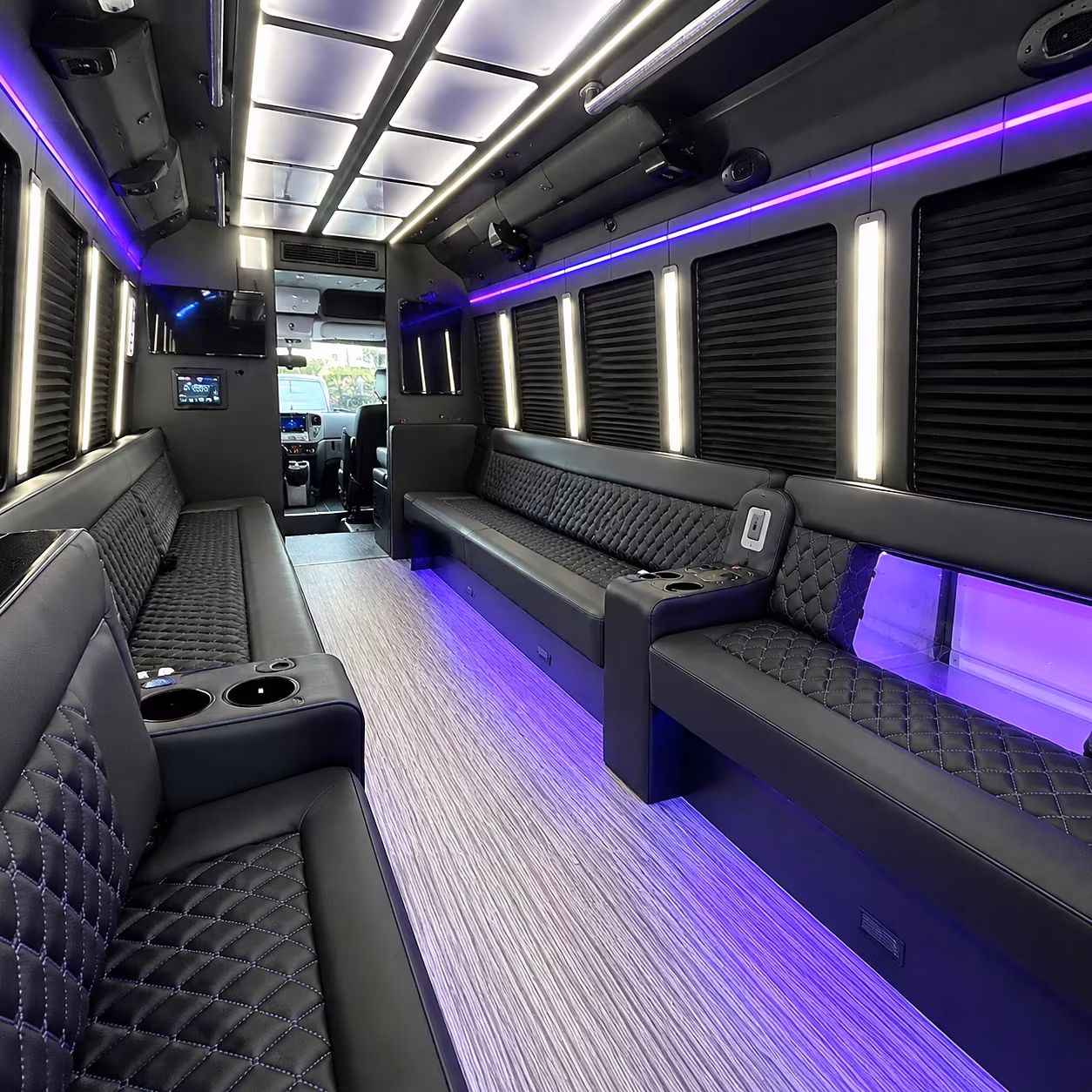 Arlington Wedding Transportation party bus interior