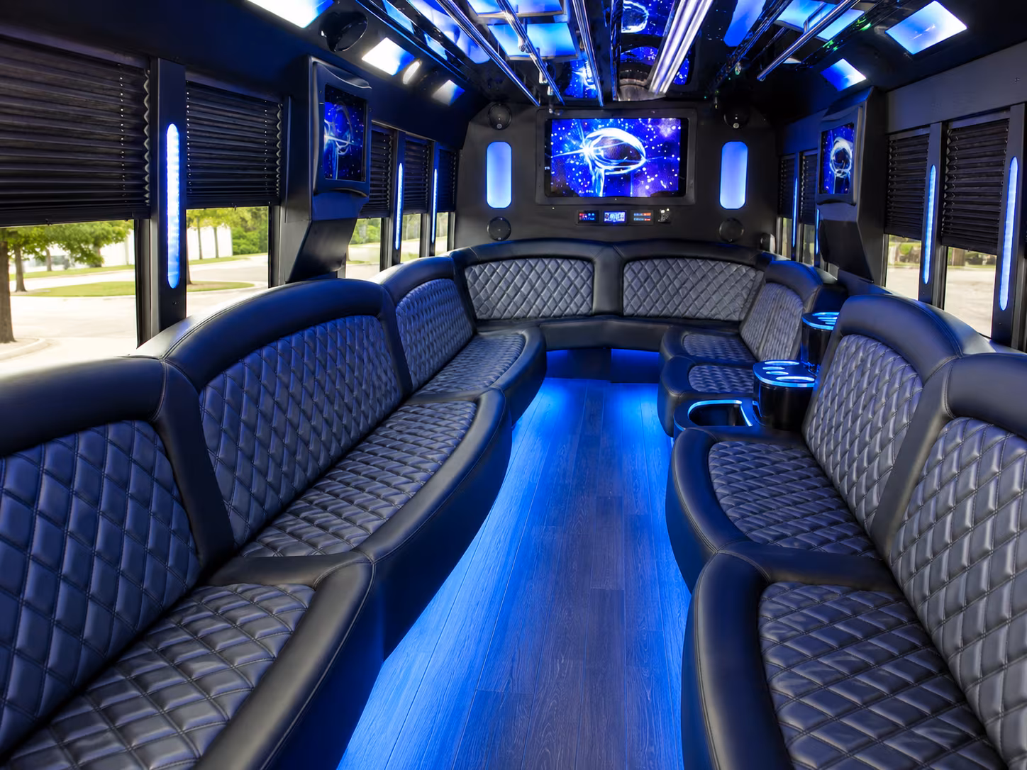 Arlington Wedding Transportation party bus interior
