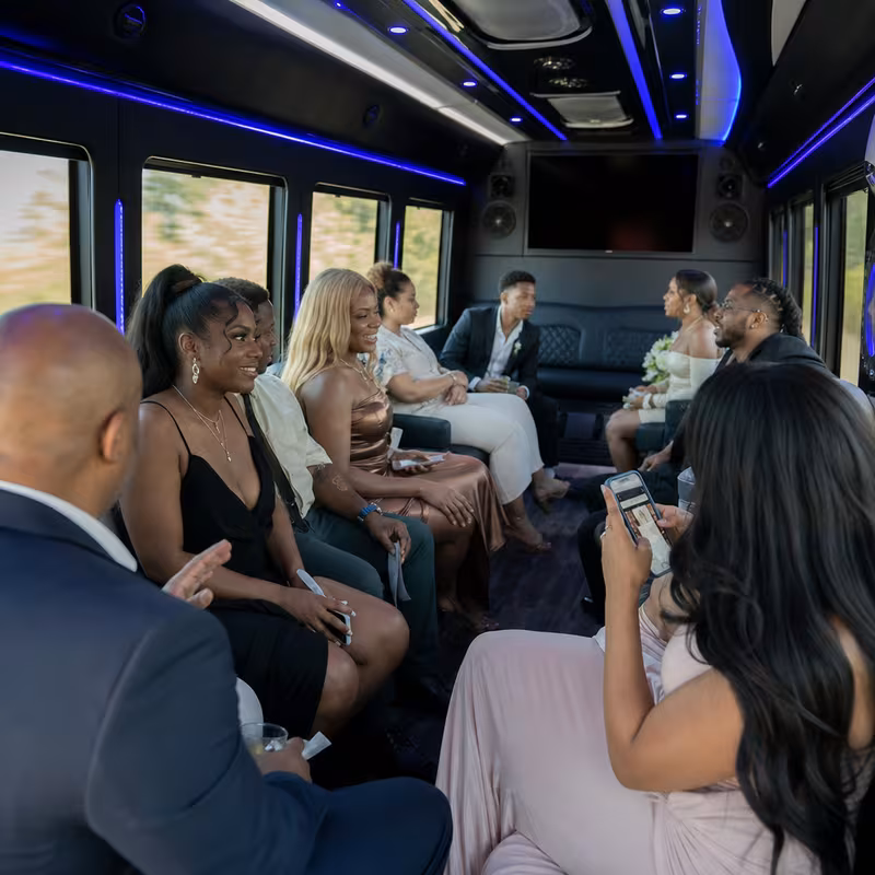 Black Mercedes Sprinter van staged for an Arlington Private Event Transportation group
