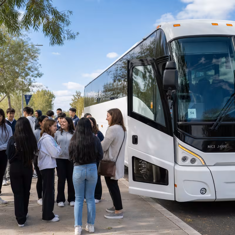 Black Mercedes Sprinter van staged for an Arlington School Transportation group