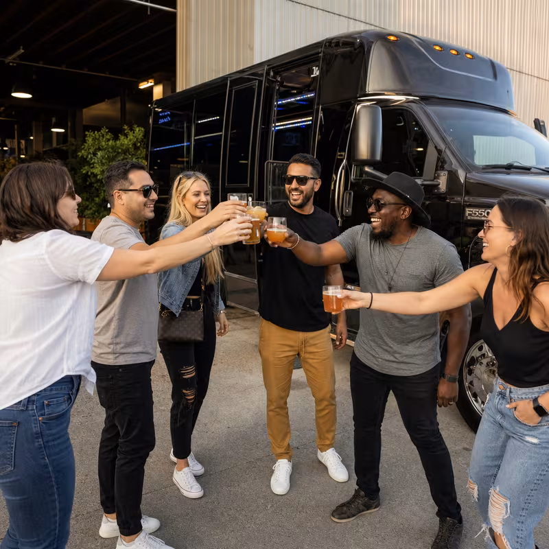 Passengers loading luggage while boarding an Arlington group shuttle